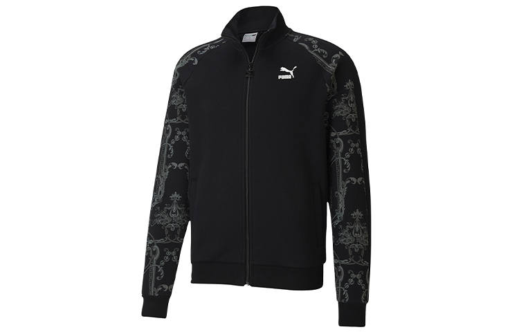 PUMA Luxe Aop Track Jackets Men's Black Gray Color Stand Collar Moderate Other