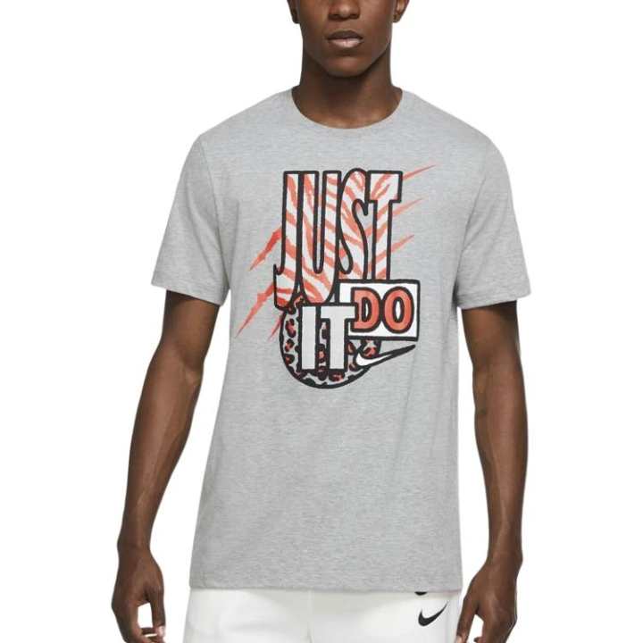 Nike Nike T Shirts Men's Gray Crew Neck Moderate Straight Fit