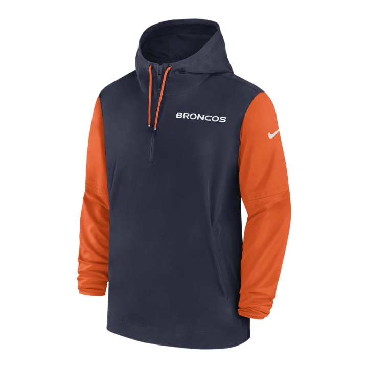 Nike Nike Denver Broncos Sideline Pre Game Player Men's Nike Nfl 1/2 Zip Hooded Jacket