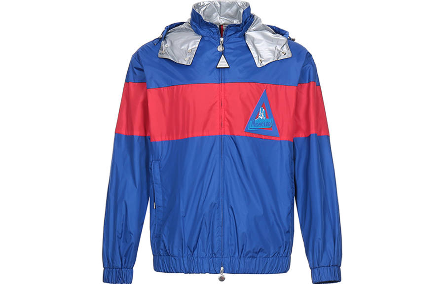 Moncler Jackets Men's Blue Red Hooded Moderate Other