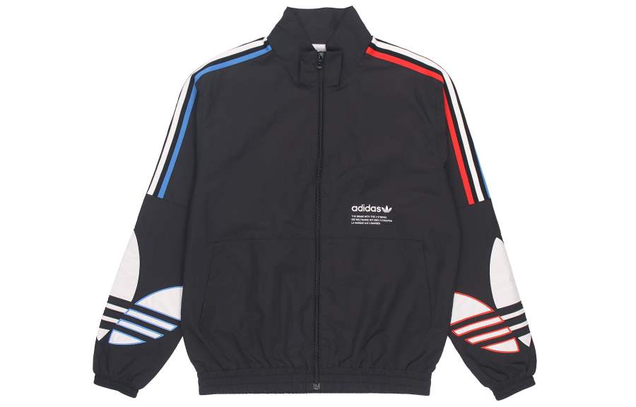 Adidas Originals TRICOL Jackets Men's Black Stand Collar Moderate Other