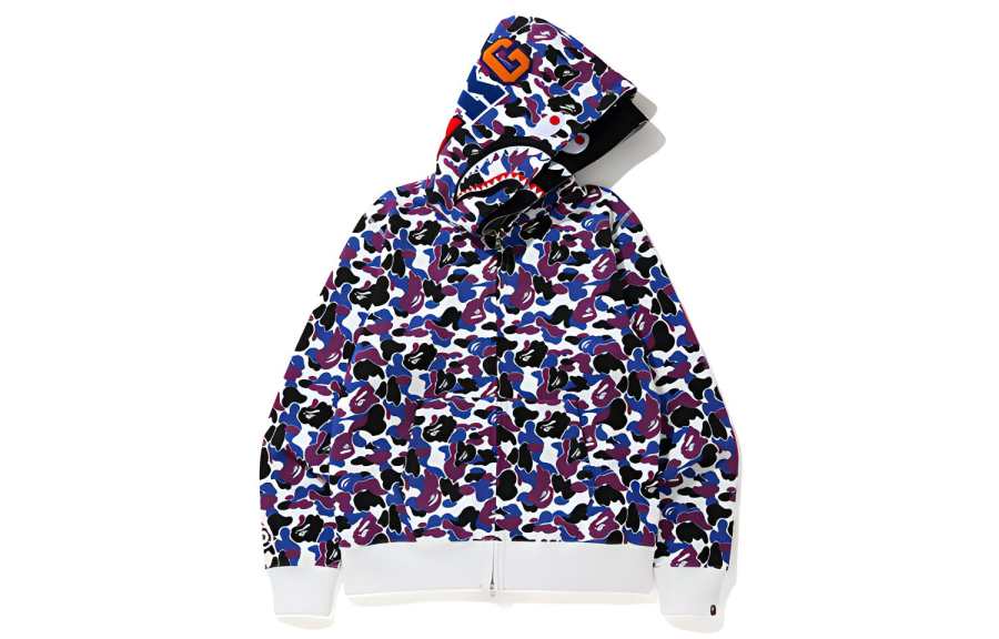 A BATHING APE Bape Hong Kong 15th Anniversary Tiger Shark Half Full Zip Hoodie