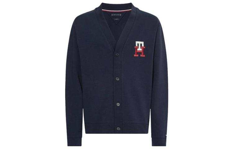 Tommy Hilfiger Knitwear Men's Dark Blue V Neck Moderate Cardigan