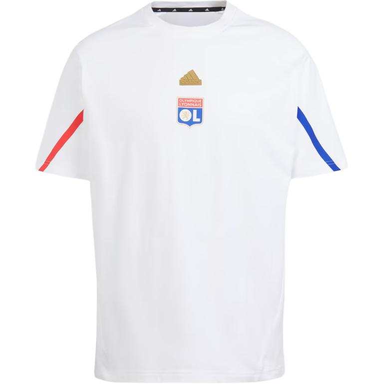 Adidas Adidas Olympique Lyonnais T Shirts Men's White Crew Neck Moderate