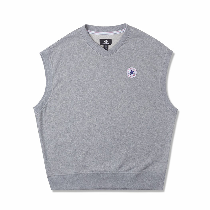 Converse Tank Tops Men's Gray V Neck Moderate Straight Fit