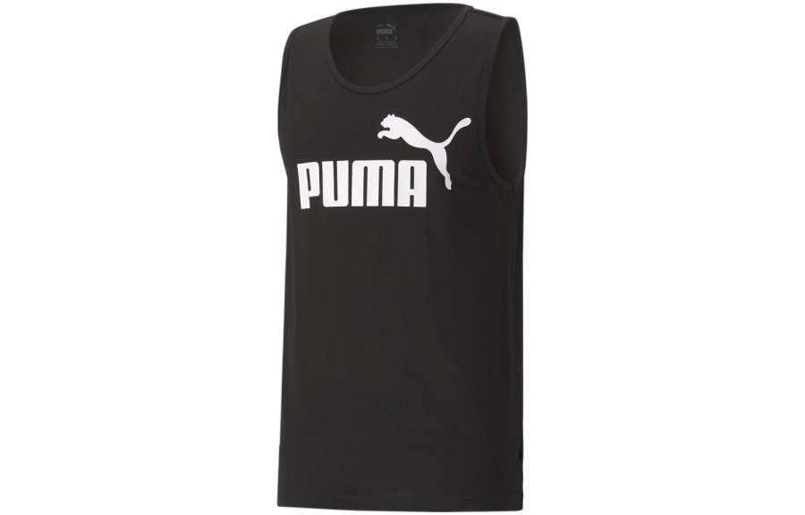 PUMA Tank Tops Men's Black Crew Neck Moderate Straight Fit