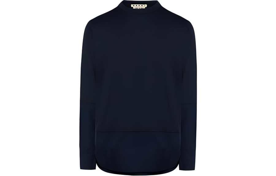 MARNI T Shirts Men's Blue Black Crew Neck Moderate Straight Fit