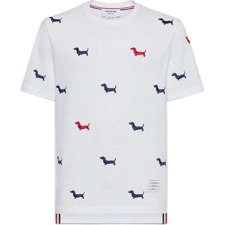 THOM BROWNE Dog Embroidered Crewneck T Shirt
