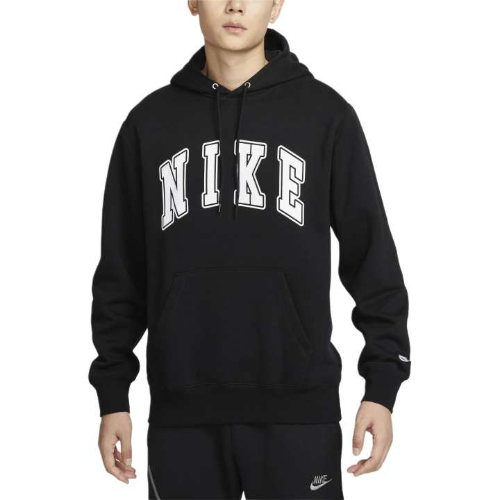 Nike Nike Club Fashion Versatile Casual Fleece Lined Pullover Hooded Sweatshirt Men's Black/White