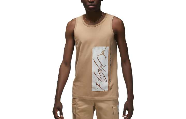 Jordan Jordan ESSENTIALS Tank Tops Men's Khaki Crew Neck Moderate Straight Fit