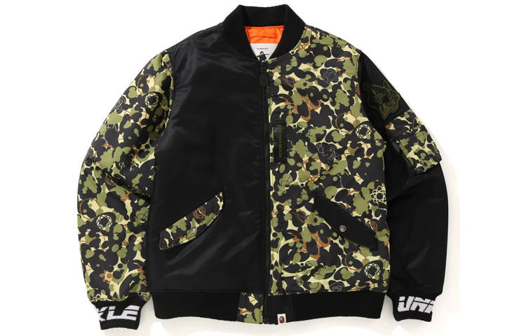 A BATHING APE Bape X Unkle Mwa Camo MA 1 Jacket