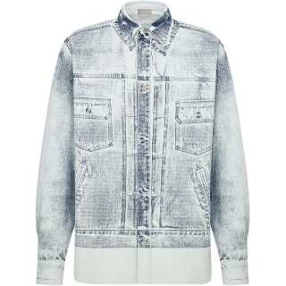 DIOR Shirts Men's Blue Lapel Moderate Other