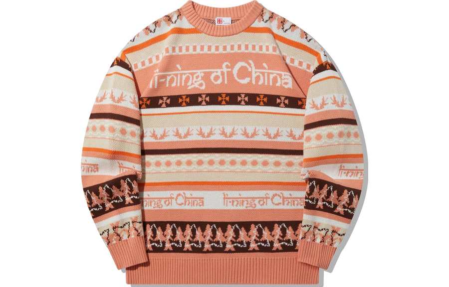 Li-Ning Li Ning Knitwear Unisex Sunset Orange Jacquard Crew Neck Moderate Other