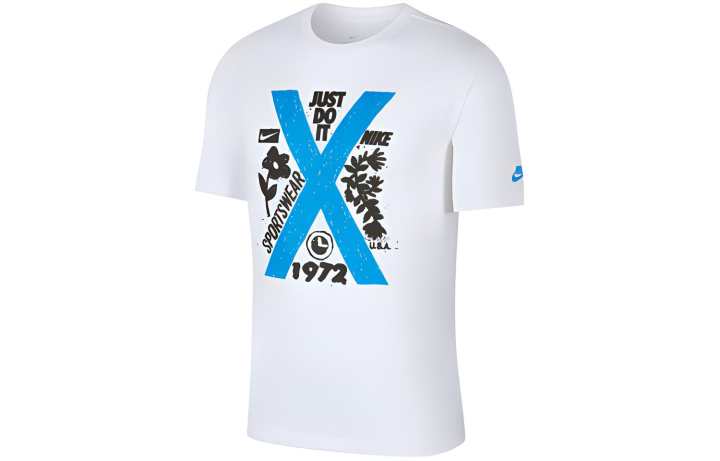 Nike Nike T Shirts Men's White Crew Neck Moderate Straight Fit