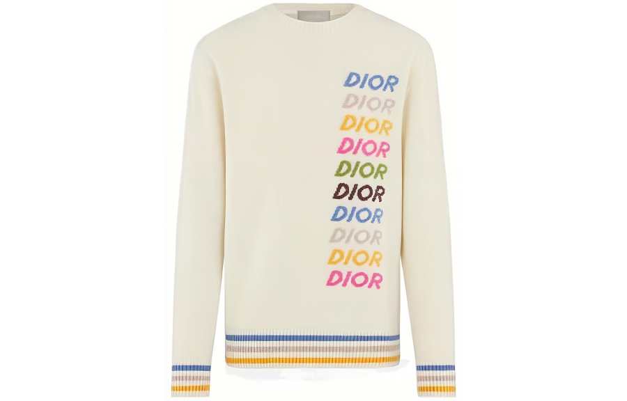 DIOR DIOR Sweaters Men's Ecru Crew Neck Moderate Other