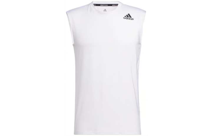 Adidas Adidas Tank Tops Men's White Crew Neck Moderate Straight Fit