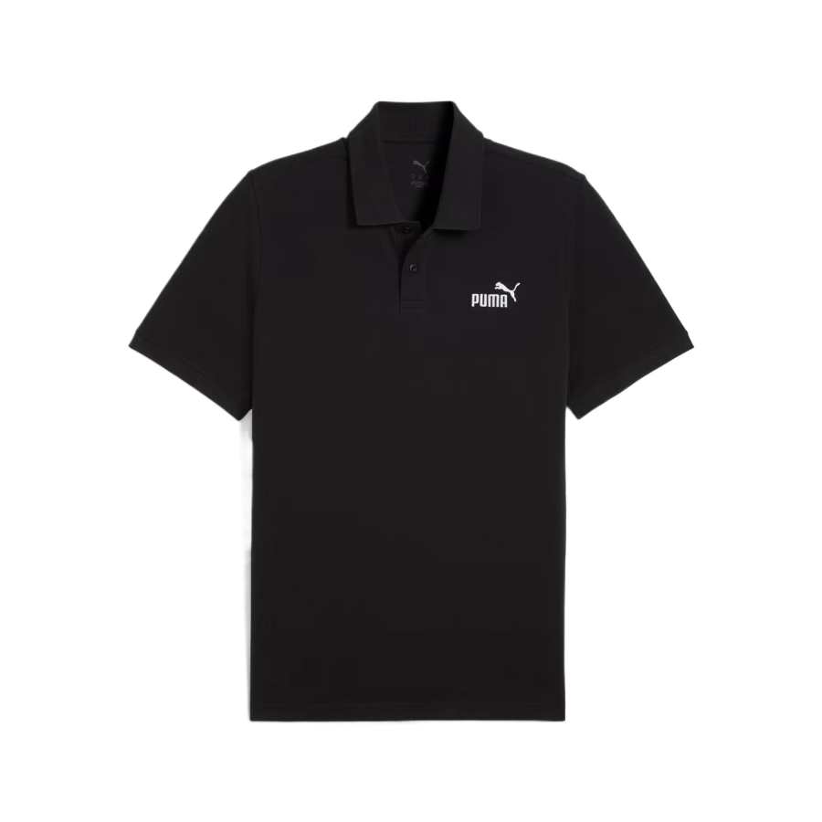 PUMA ESS T Shirts Men's Black Polo Collar Thin
