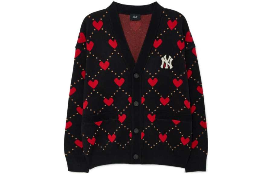 MLB Knitwear Women's Black V Neck Moderate Cardigan