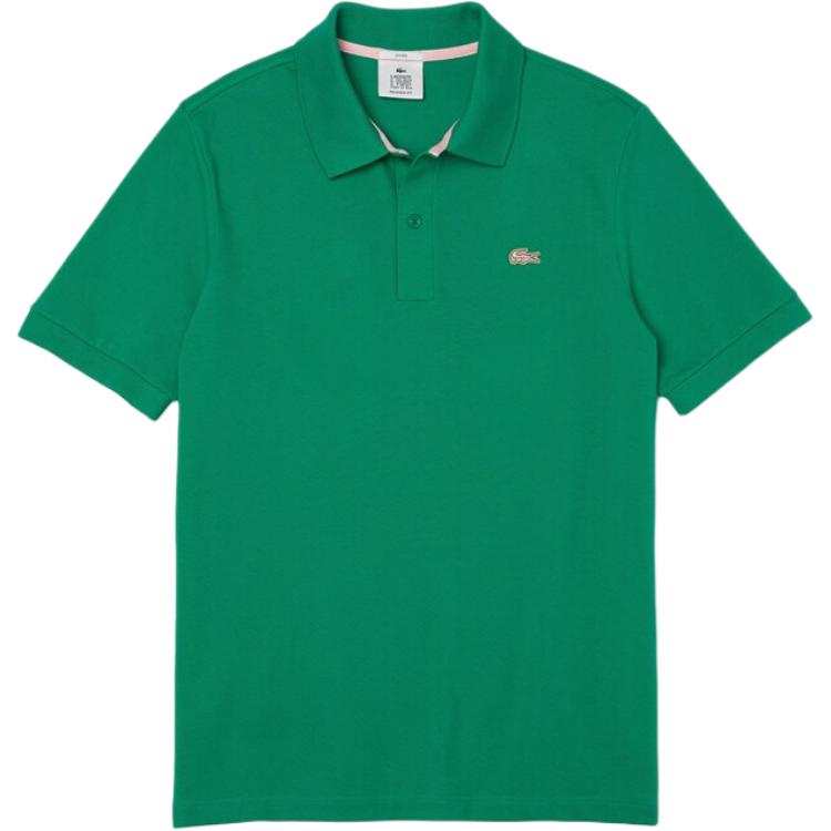 LACOSTE Polo Shirts Men's Green Polo Collar Moderate Straight Fit
