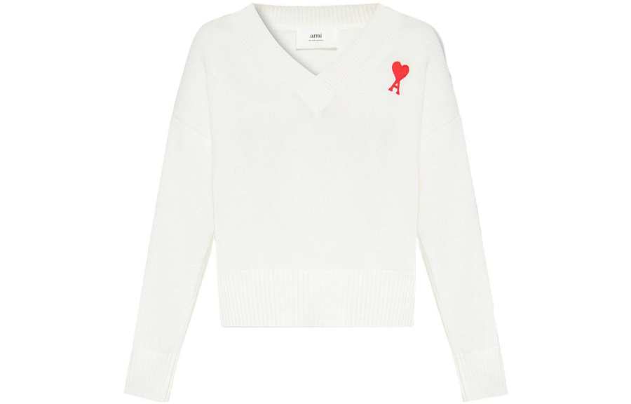 AMIPARIS AMIPARIS Sweaters Unisex White V Neck Moderate