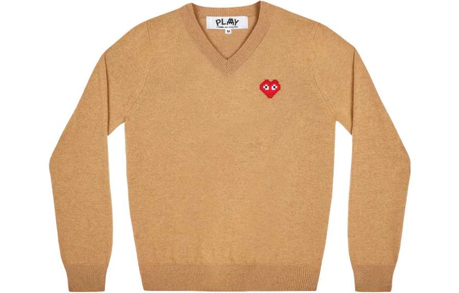 CDG Play CDG Play Sweaters Men's Khaki V Neck Moderate