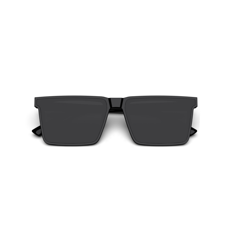 MID MID Plate And Metal Rectangular Sunglasses Unisex Black