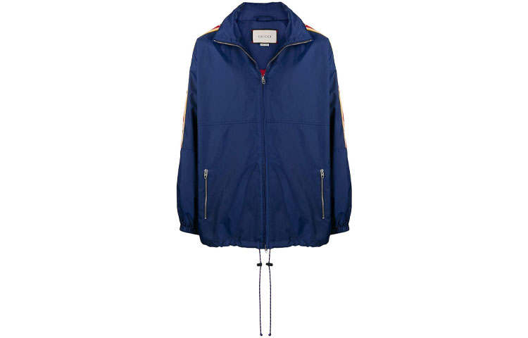 GUCCI Jackets Men's Blue Stand Collar Moderate Other