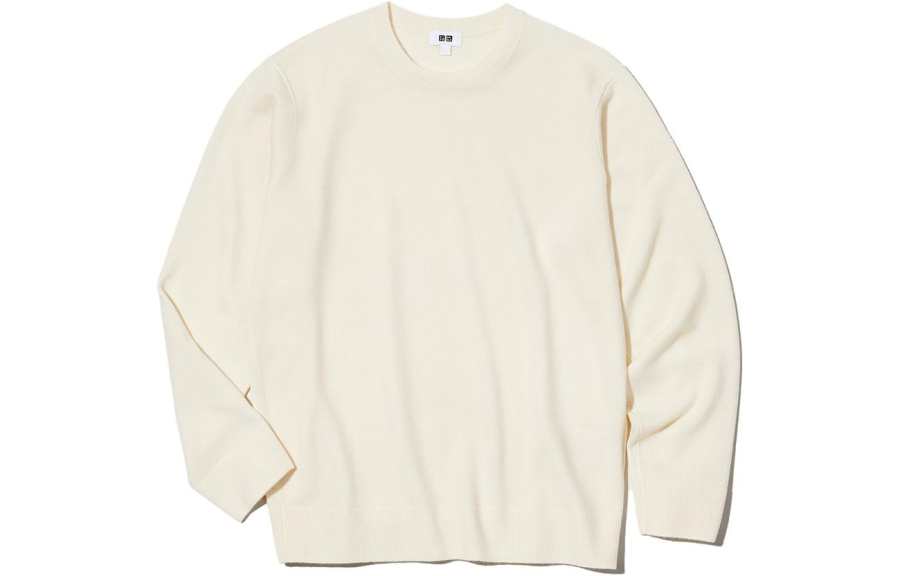 UNIQLO Knitwear Men's Ivory Crew Neck Moderate Other