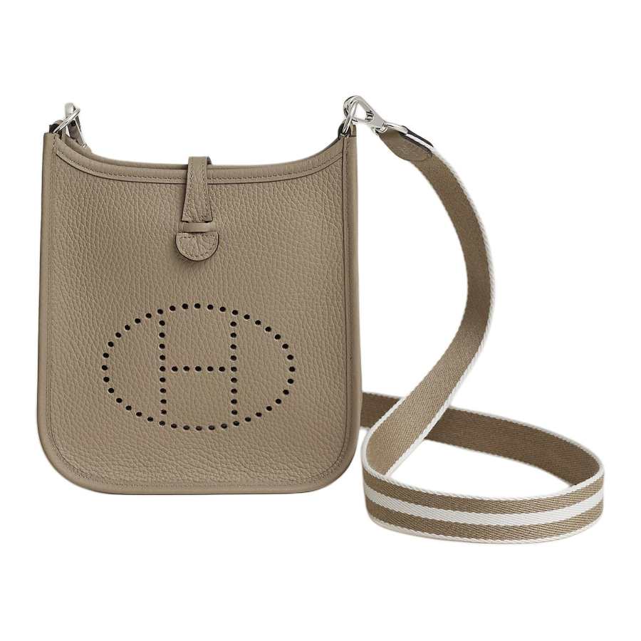 HERMES Evelyne Clemence Bullock Leather Crossbody Bag, Shoulder Bag Mini 16 Women's Marfa Beige