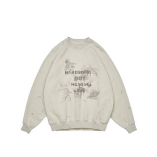 XVESSEL Sweatshirts Unisex Ecru Crew Neck Thickened Regular