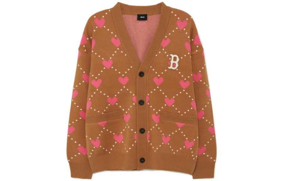MLB Knitwear Women's Yellow V Neck Moderate Cardigan