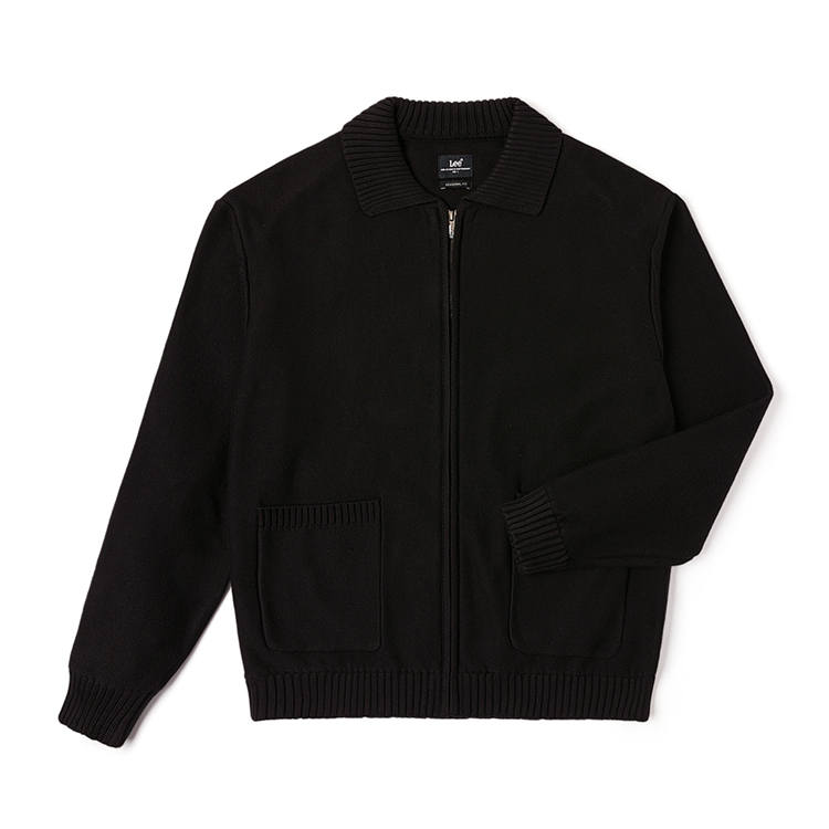 Lee Lee Sweaters Men's Black Lapel Moderate Cardigan