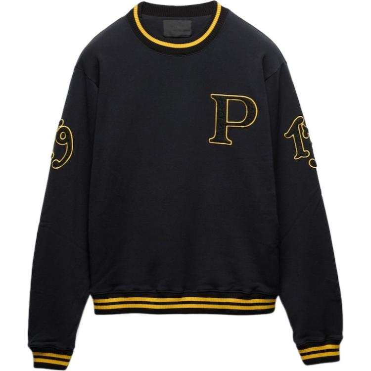 PRADA PRADA Sweatshirts Men's Black Crew Neck Moderate Regular