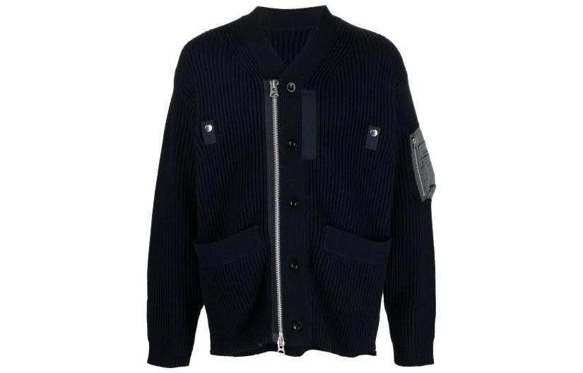 Sacai Twill Mix Zip Up Cardigan