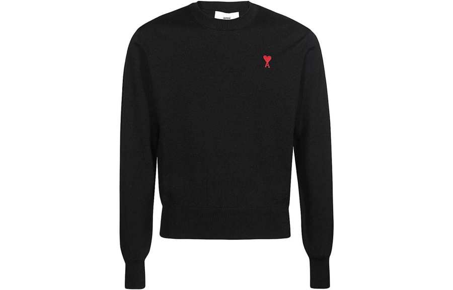 AMIPARIS Ami Paris Ami De Coeur Logo Embroidered Knitted Jumper