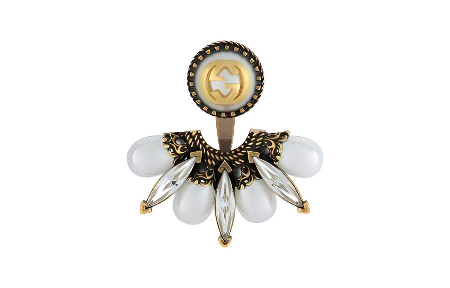 GUCCI GUCCI Interlocking Earrings Unisex White/Black