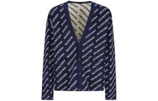 Balenciaga Monogram Printed Knit Cardigan