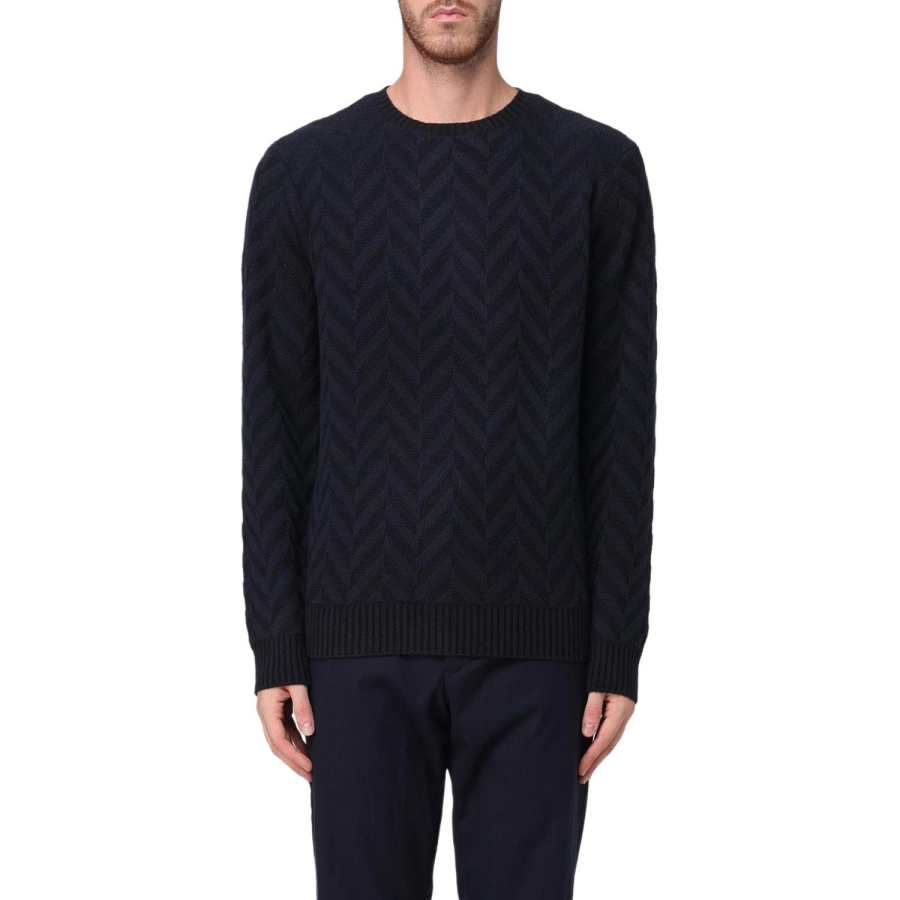 EMPORIO ARMANI Herringbone Pattern Knitted Jumper