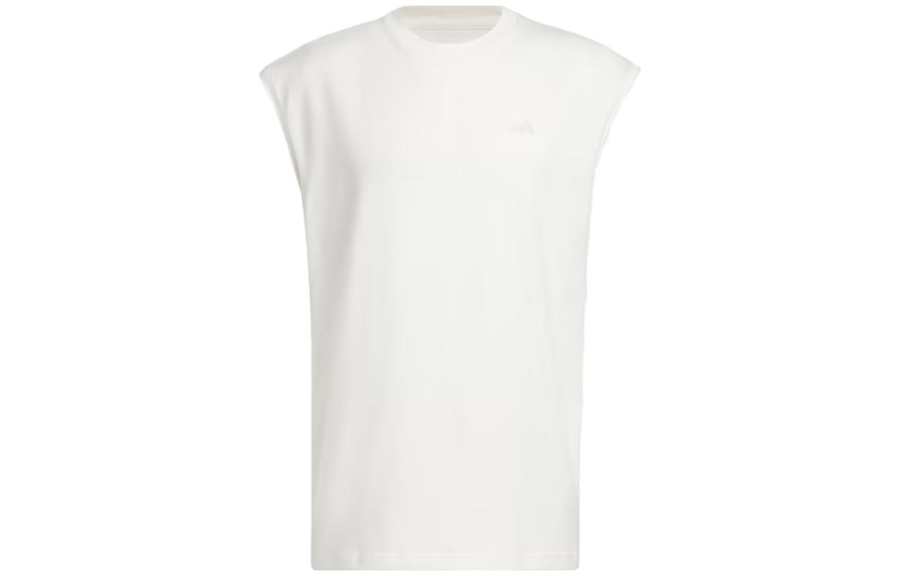 Adidas Adidas Tank Tops Men's White Crew Neck Moderate Straight Fit
