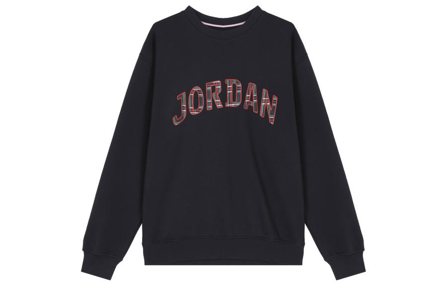 Jordan Jordan ESSENTIALS Knit Panel Letter Fleece Lined Sports Long Sleeved Sweatshirt Men's Black