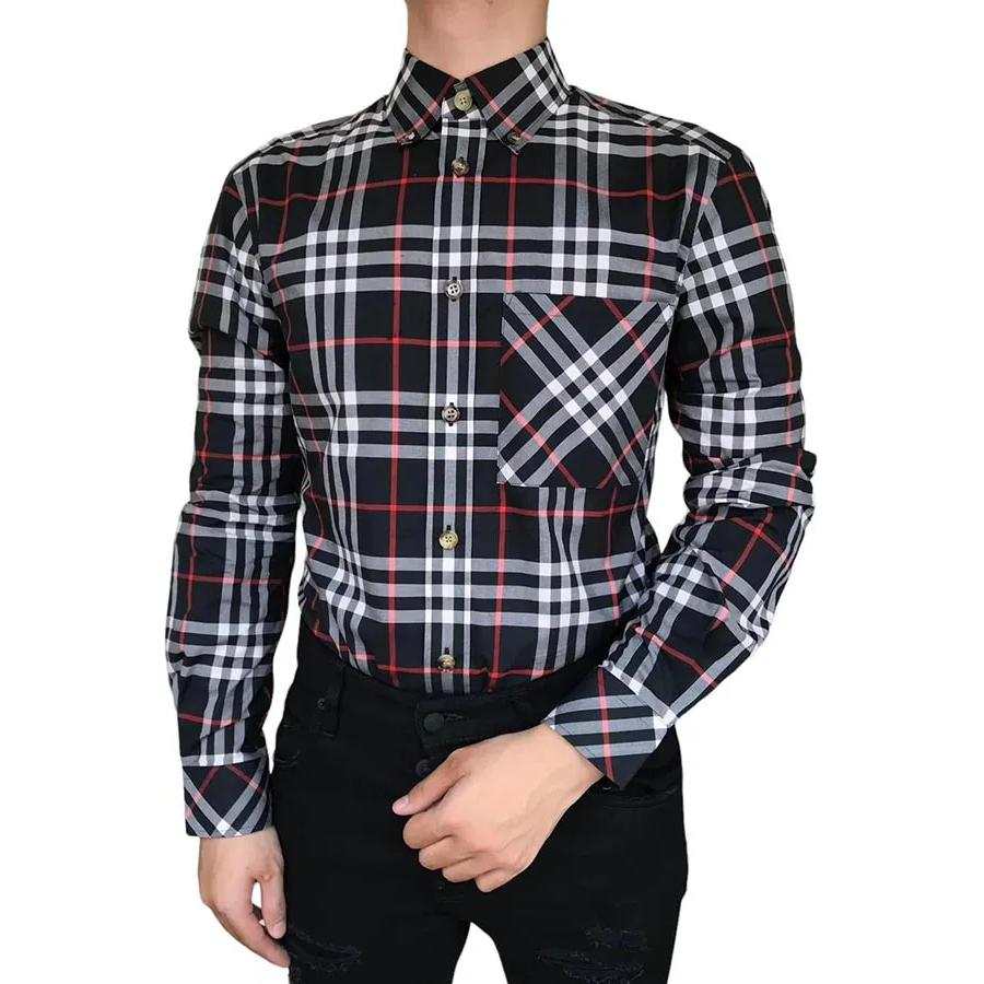 Burberry Shirts Men's Black Lapel Moderate Other