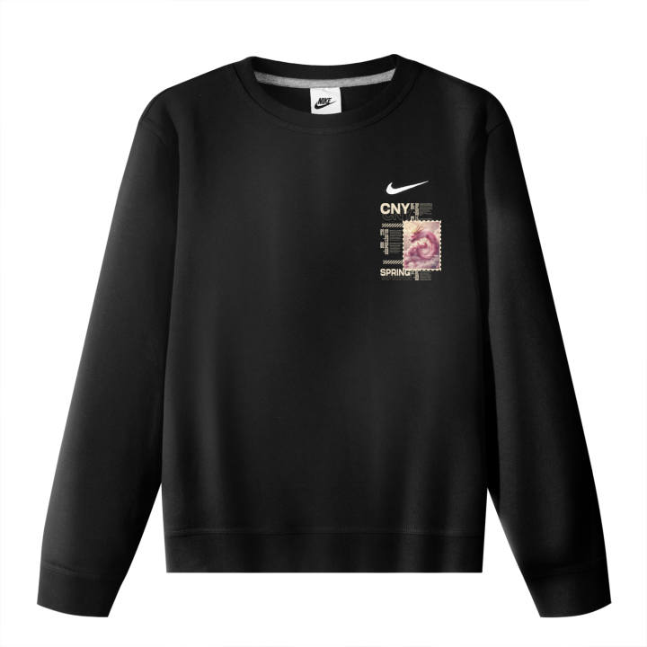 Nike Nike CNY Cushion Chinese Style Blush Pink Dragon Print Crew Neck Long Sleeved Pullover Sweatshirt Unisex Black