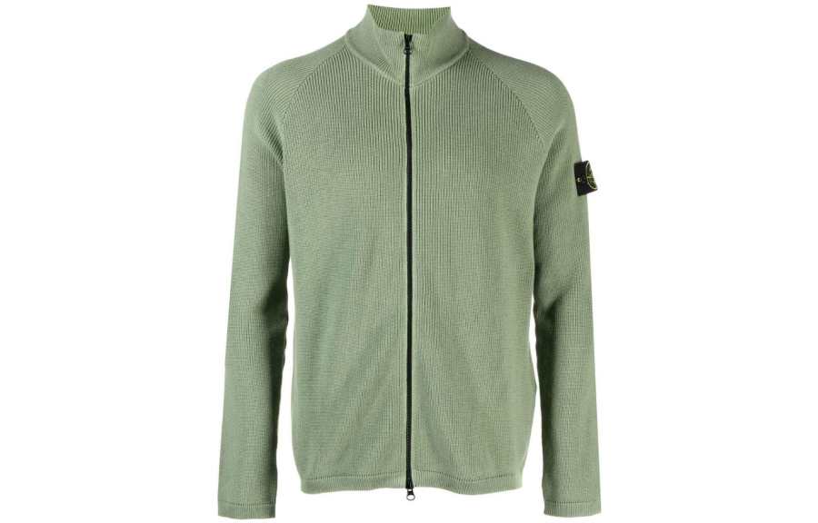 STONE ISLAND Sweaters Men's Olive Green Stand Collar Moderate Other