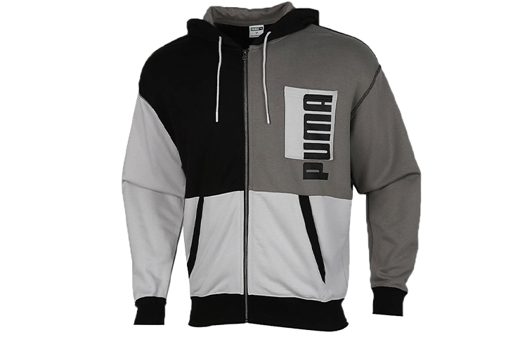 PUMA Individualblaze Jackets Men's Black Gray Color Hooded Non Detachable Moderate Other