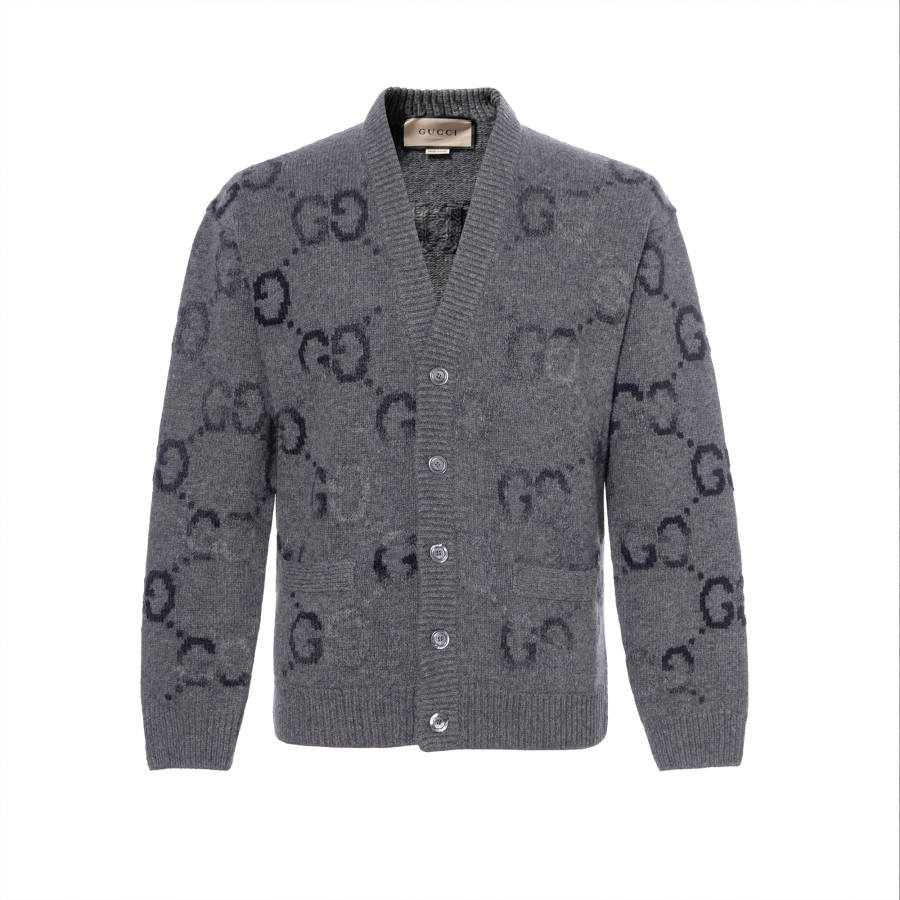 Gucci Wool cardigan with Gg intarsia