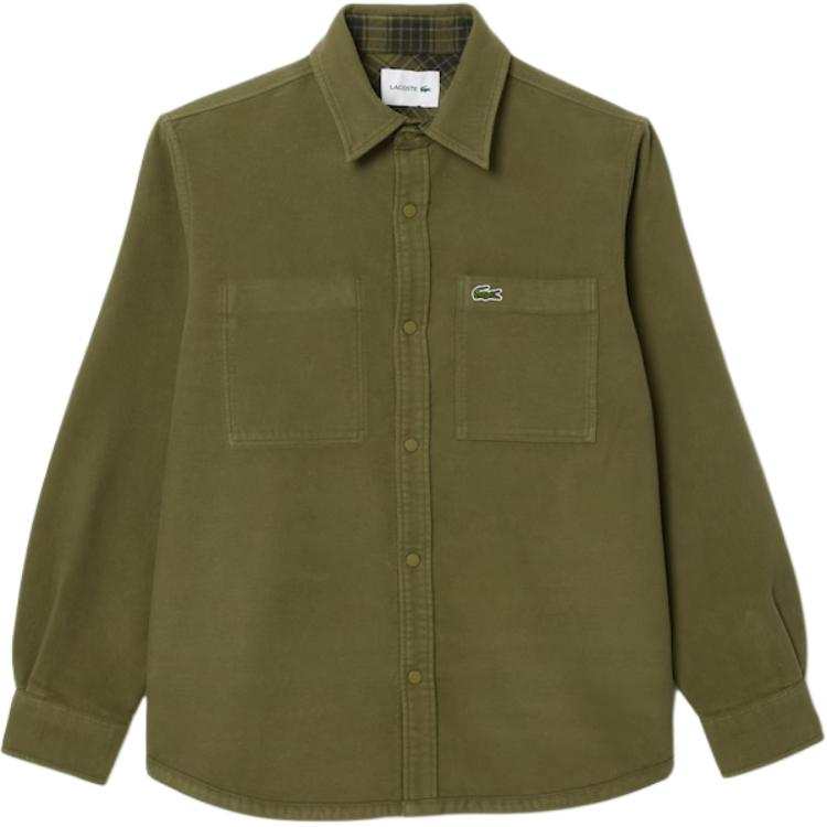 LACOSTE LACOSTE Shirts Men's Army Green Lapel Moderate
