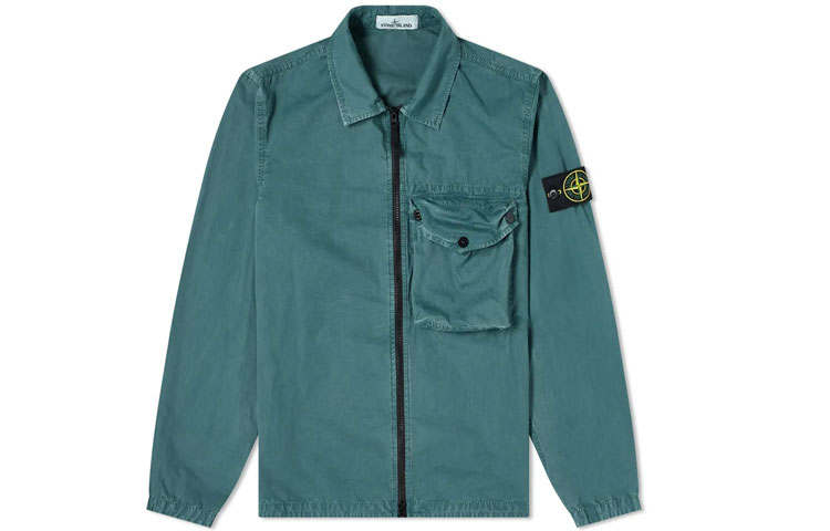 STONE ISLAND Jackets Men's Gasoline Green V Neck Moderate Straight Fit