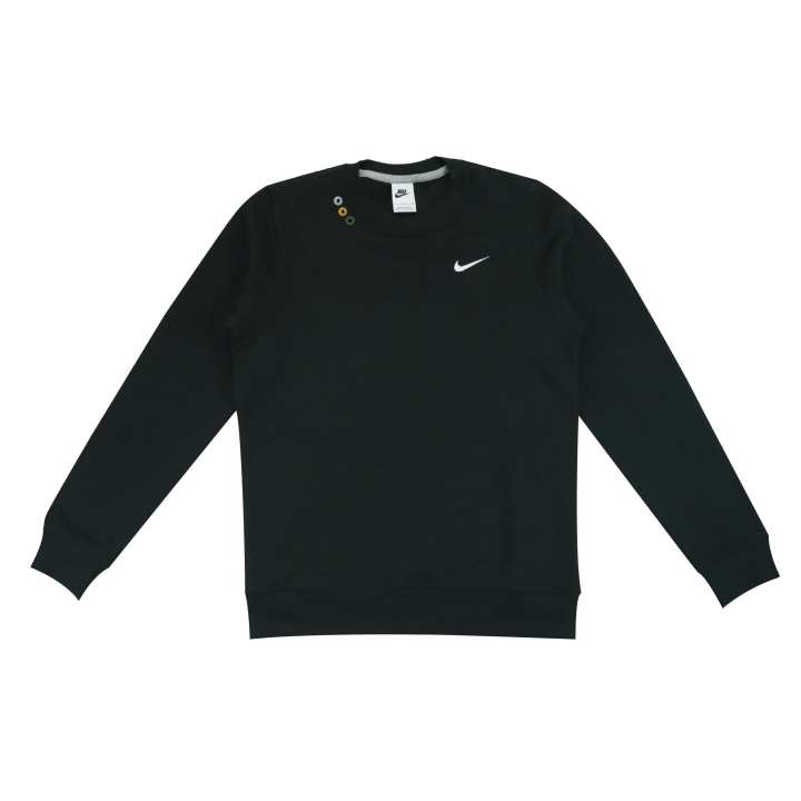 Nike Nike Fleece Lined Tricolor Buttons Handcrafted Sewn Cute Long Sleeved Pullover Sweatshirt Unisex Black