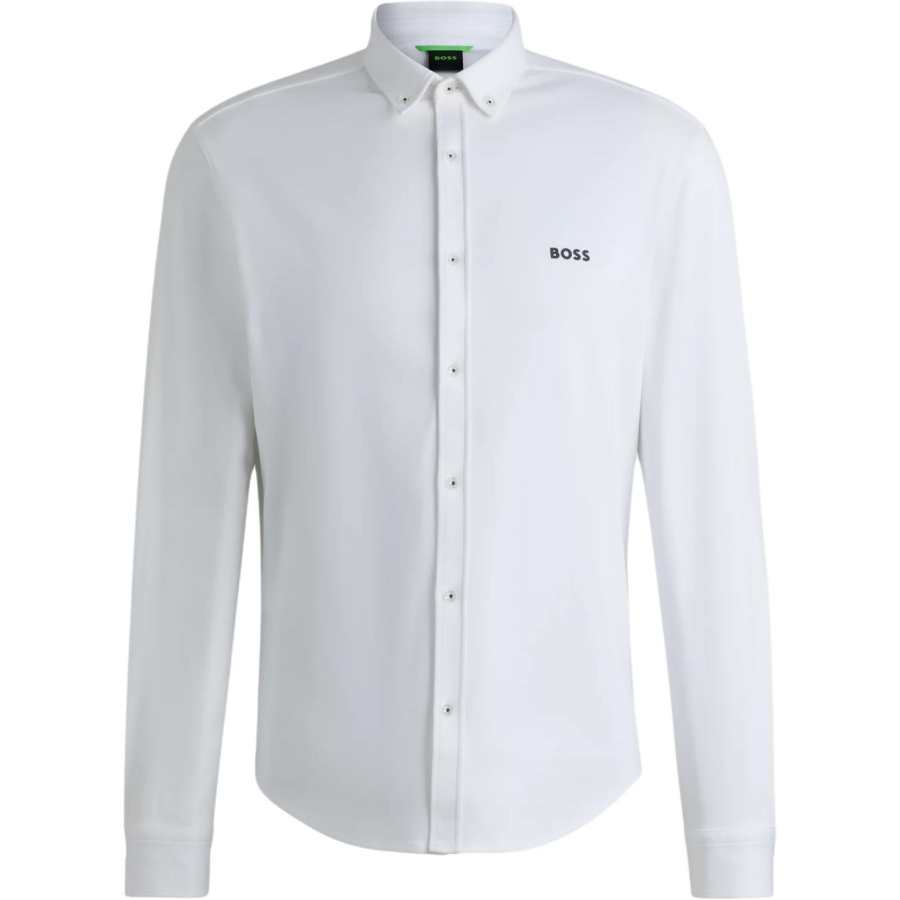 HUGO BOSS Shirts Men's White Lapel Moderate Other