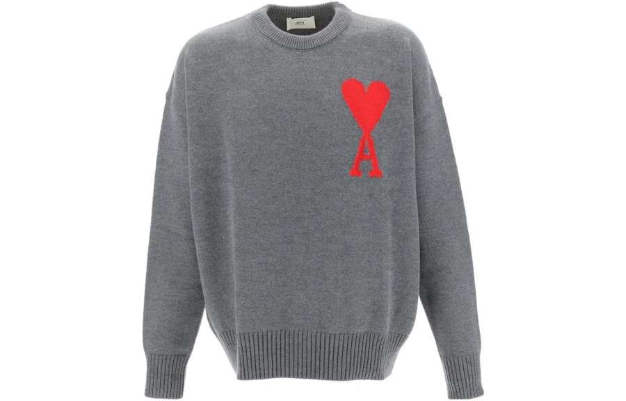 AMIPARIS Ami Paris Ami De Coeur Merino Wool Oversized Crewneck Sweater
